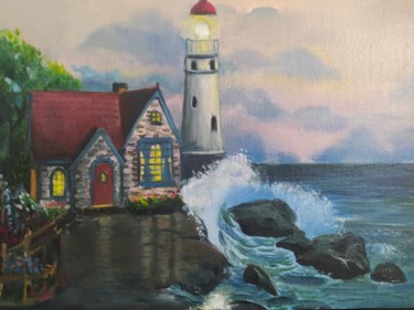 Painting titled "lighthouse" by Yulia Sheverova, Original Artwork, Oil