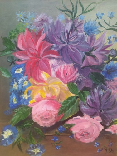 Painting titled "Bouquet of colors.…" by Yulia Sheverova, Original Artwork, Oil