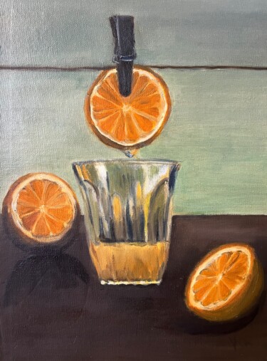 Картина под названием "Juicy orange" - Yulia Sheverova, Подлинное произведение искусства, Масло