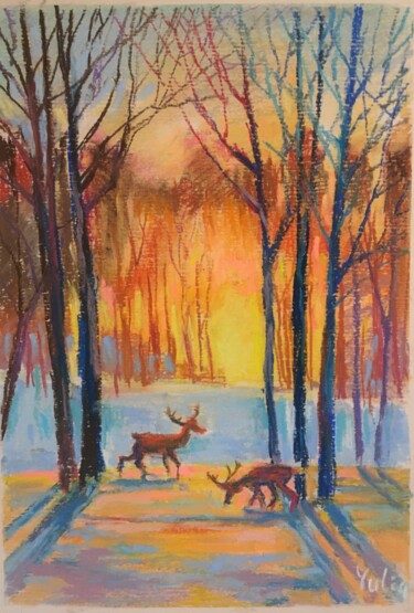 Schilderij getiteld "Nature Winter" door Yulia Tamoykina (Lifestyle_harmony), Origineel Kunstwerk, Pastel