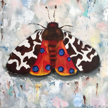 Painting titled "Butterfly" by Yulia Nikulina, Original Artwork, Oil Mounted on Wood Stretcher frame