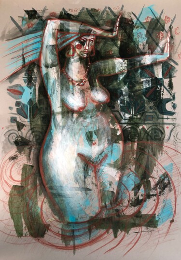 Malerei mit dem Titel "GODDESS OF WATER BI…" von Yuliia Chaika, Original-Kunstwerk, Acryl