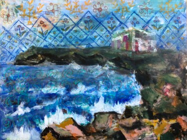 Malerei mit dem Titel "The coast of Spain,…" von Yuliia Chaika, Original-Kunstwerk, Acryl