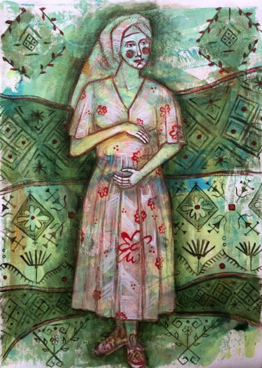 Ζωγραφική με τίτλο "The sown field ,  p…" από Yuliia Chaika, Αυθεντικά έργα τέχνης, Ακρυλικό
