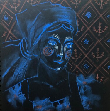 Рисунок под названием "Blue mood" - Yuliia Chaika, Подлинное произведение искусства, Пастель