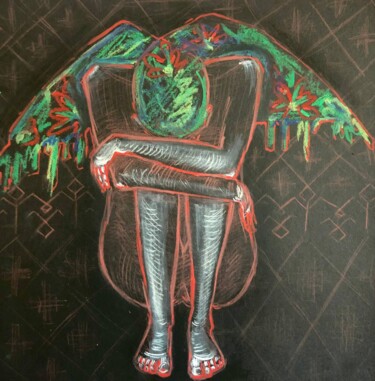 Dessin intitulée "Khustka-wings" par Yuliia Chaika, Œuvre d'art originale, Pastel
