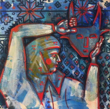 Картина под названием "“Goat mask” small C…" - Yuliia Chaika, Подлинное произведение искусства, Акрил