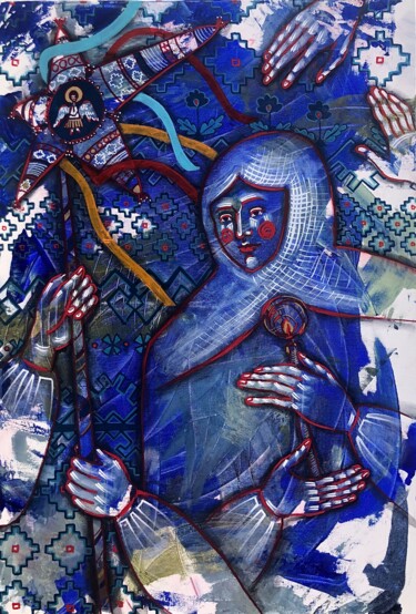Pittura intitolato "“KOLIADA” UKRAINIAN…" da Yuliia Chaika, Opera d'arte originale, Acrilico