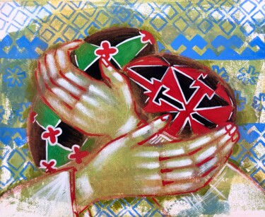 Malerei mit dem Titel "“EASTER EGGS OF KHE…" von Yuliia Chaika, Original-Kunstwerk, Acryl