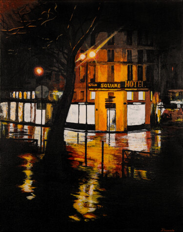 Malerei mit dem Titel "Paris boulevard" von Yuliia Khazova, Original-Kunstwerk, Acryl