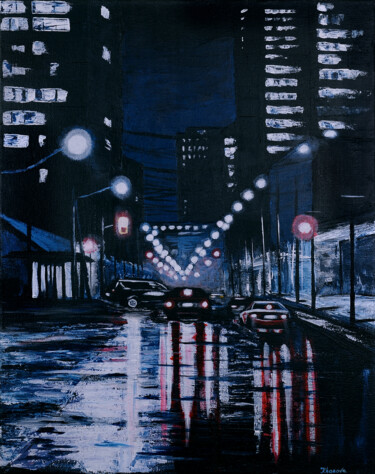 Painting titled "City lights 2" by Yuliia Khazova, Original Artwork, Acrylic
