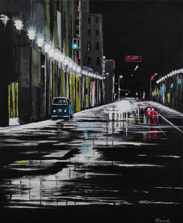 Painting titled "Night travel" by Yuliia Khazova, Original Artwork, Acrylic