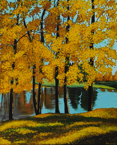 Картина под названием "Autumn sun" - Yuliia Khazova, Подлинное произведение искусства, Акрил