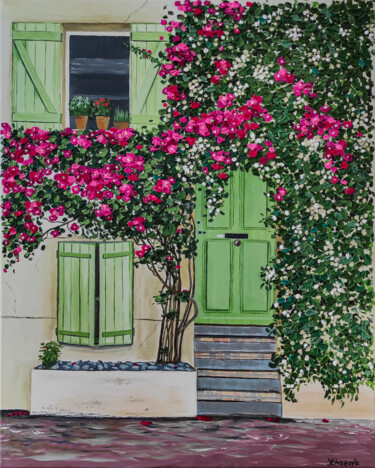 Pintura titulada "House in flowers" por Yuliia Khazova, Obra de arte original, Acrílico