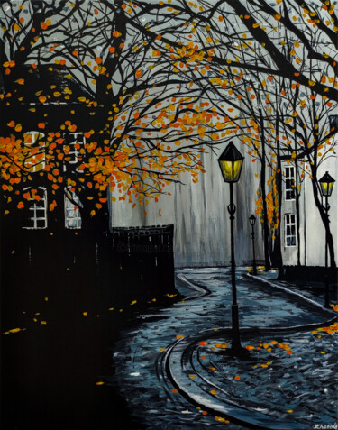 Peinture intitulée "Foggy Autumn vibe" par Yuliia Khazova, Œuvre d'art originale, Acrylique