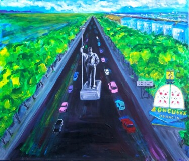 Pittura intitolato "All roads lead home" da Yuliia Mahda, Opera d'arte originale, Acrilico
