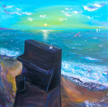 Картина под названием "Music of the sea, w…" - Yuliia Mahda, Подлинное произведение искусства, Акрил