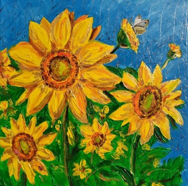 Painting titled "Ukrainian sunflower…" by Yuliia Mahda, Original Artwork, Acrylic