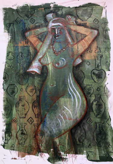 Woman-Amphora Peinture intitulée "Woman-Amphora" par Yuliia Chaika, Œuvre d'art originale, Acrylique