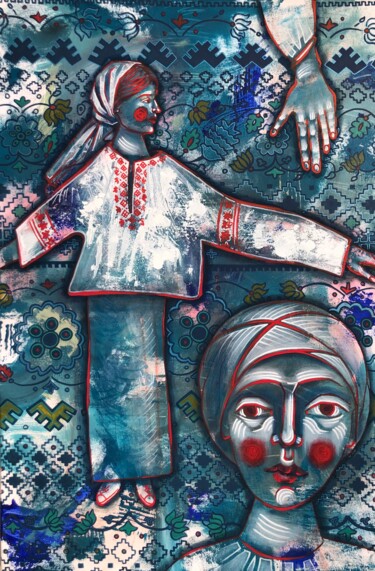 “I AM” BIG BLUE CONTEMPORARY ACRYLIC PAINTING Painting titled "“I AM” BIG BLUE CON…" by Yuliia Chaika, Original Artwork, Acrylic