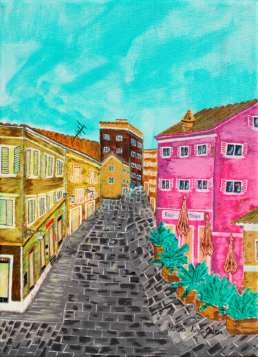 Картина под названием "Streets of Koper" - Yuliia Kovalska, Подлинное произведение искусства, Акрил