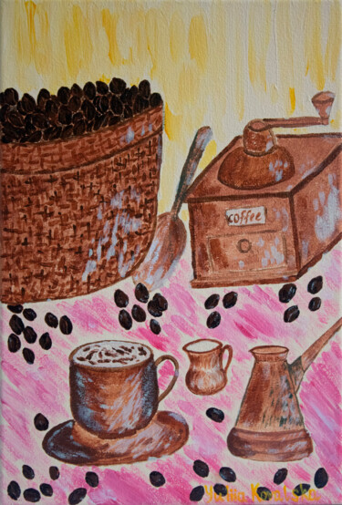 Картина под названием "Turkish coffee" - Yuliia Kovalska, Подлинное произведение искусства, Акрил Установлен на Деревянная р…