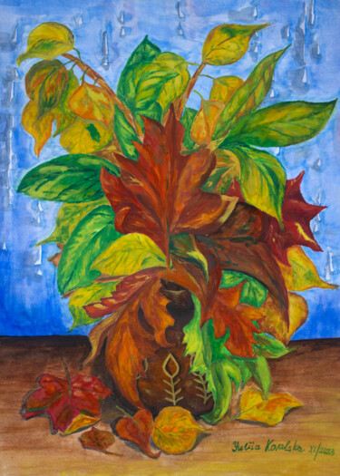 Malerei mit dem Titel "Bouquet of autumn l…" von Yuliia Kovalska, Original-Kunstwerk, Aquarell