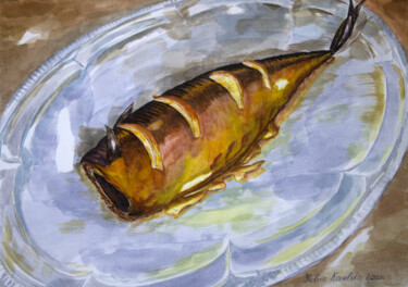 Schilderij getiteld "Fish delicacy" door Yuliia Kovalska, Origineel Kunstwerk, Aquarel