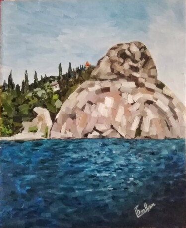 Ζωγραφική με τίτλο "Гора сова в Крыму." από Yuliya Bogdanova, Αυθεντικά έργα τέχνης, Λάδι Τοποθετήθηκε στο Ξύλινο φορείο σκε…