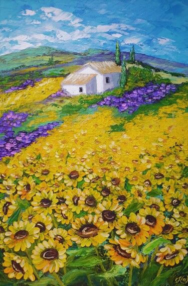 Schilderij getiteld "Tuscany Painting Su…" door Yuliya Illarionova, Origineel Kunstwerk, Olie