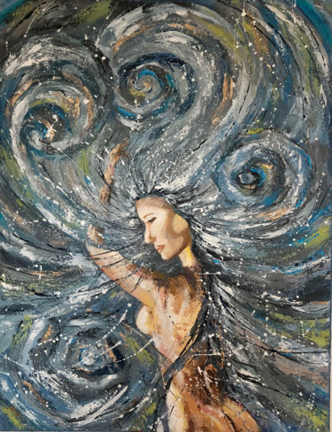 Painting titled "thoughts" by Yuliia Kiselova, Original Artwork, Acrylic