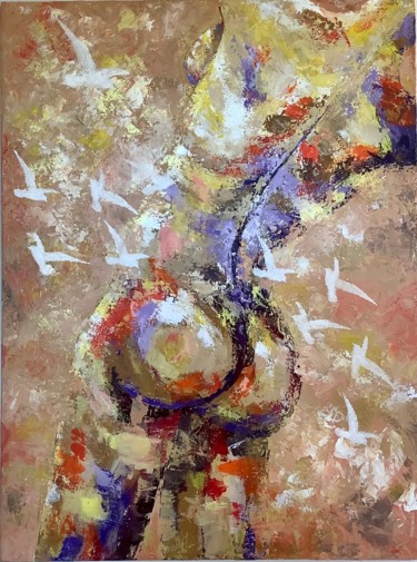 Картина под названием "Dissolving into a r…" - Yuliia Kiselova, Подлинное произведение искусства, Акрил