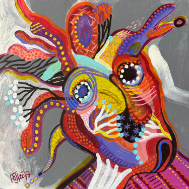 Malerei mit dem Titel "A Mask." von Yuliya Pochynok (JJ Julia), Original-Kunstwerk, Acryl