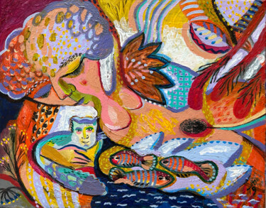 Malarstwo zatytułowany „A Dream.” autorstwa Yuliya Pochynok (JJ Julia), Oryginalna praca, Akryl Zamontowany na Drewniana ram…