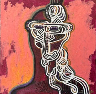 Картина под названием "A Man." - Yuliya Pochynok (JJ Julia), Подлинное произведение искусства, Масло Установлен на Деревянна…