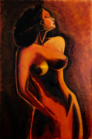 Painting titled "Fire Lady" by Yuliya Solonevitš, Original Artwork, Oil