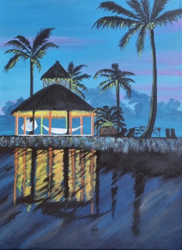 Painting titled "Tropical Nights" by Yuliya Solonevitš, Original Artwork, Acrylic