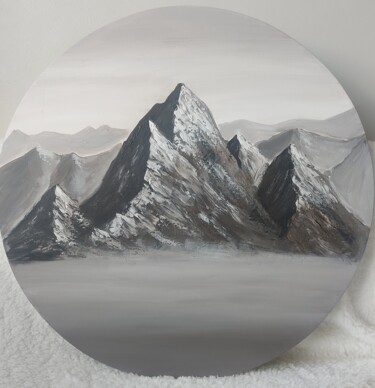 Painting titled "Mountains" by Yuliya Zhuk, Original Artwork, Acrylic Mounted on Wood Stretcher frame