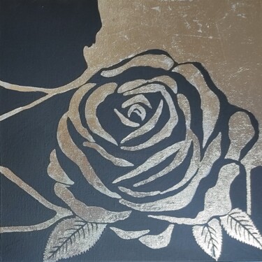 Painting titled "Rose" by Yuliya Zhuk, Original Artwork, Acrylic Mounted on Wood Stretcher frame