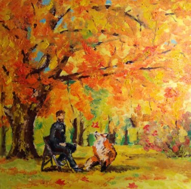 Pintura intitulada "лиса и осень.jpg" por Alisa Yung, Obras de arte originais, Óleo
