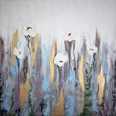 Ζωγραφική με τίτλο "Cotton Flowers" από Yuliya Trubacheva, Αυθεντικά έργα τέχνης, Ακρυλικό
