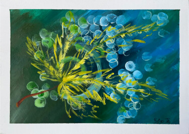 Painting titled "green Pine" by Yuliya Trubacheva, Original Artwork, Acrylic