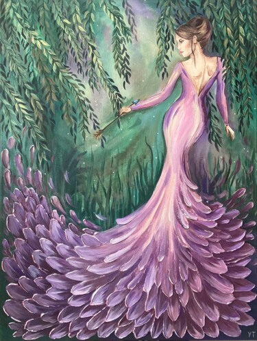 Schilderij getiteld "Swan Princess" door Yuliya Trubacheva, Origineel Kunstwerk, Acryl