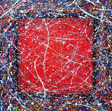 Malerei mit dem Titel "“Rotes Quadrat“" von Julia Tokar (Jt), Original-Kunstwerk, Acryl