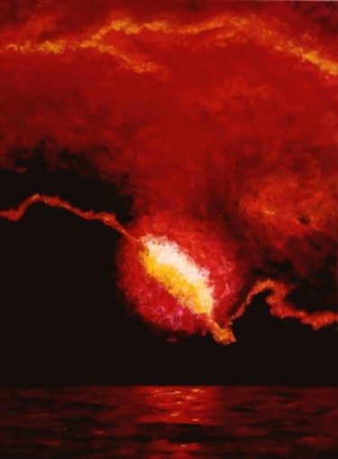 Peinture intitulée "Roter Sonnenunterga…" par Julia Tokar (Jt), Œuvre d'art originale, Huile