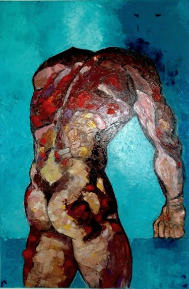 Schilderij getiteld "Adam" door Julia Tokar (Jt), Origineel Kunstwerk, Olie