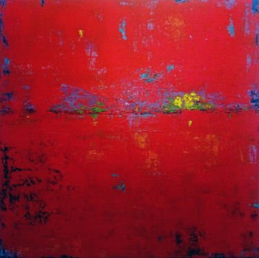 Schilderij getiteld "Red sunset" door Julia Tokar (Jt), Origineel Kunstwerk, Olie