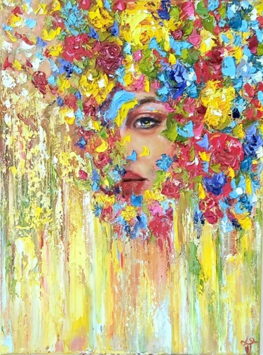 Картина под названием "Flora" - Julia Tokar (Jt), Подлинное произведение искусства, Масло