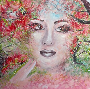 Painting titled "Portrait d’Automne" by Yunna Art Way, Original Artwork, Acrylic Mounted on Other rigid panel