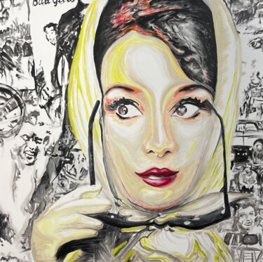 Ζωγραφική με τίτλο "Portrait Audrey" από Yunna Art Way, Αυθεντικά έργα τέχνης, Ακρυλικό Τοποθετήθηκε στο Ξύλινο φορείο σκελε…
